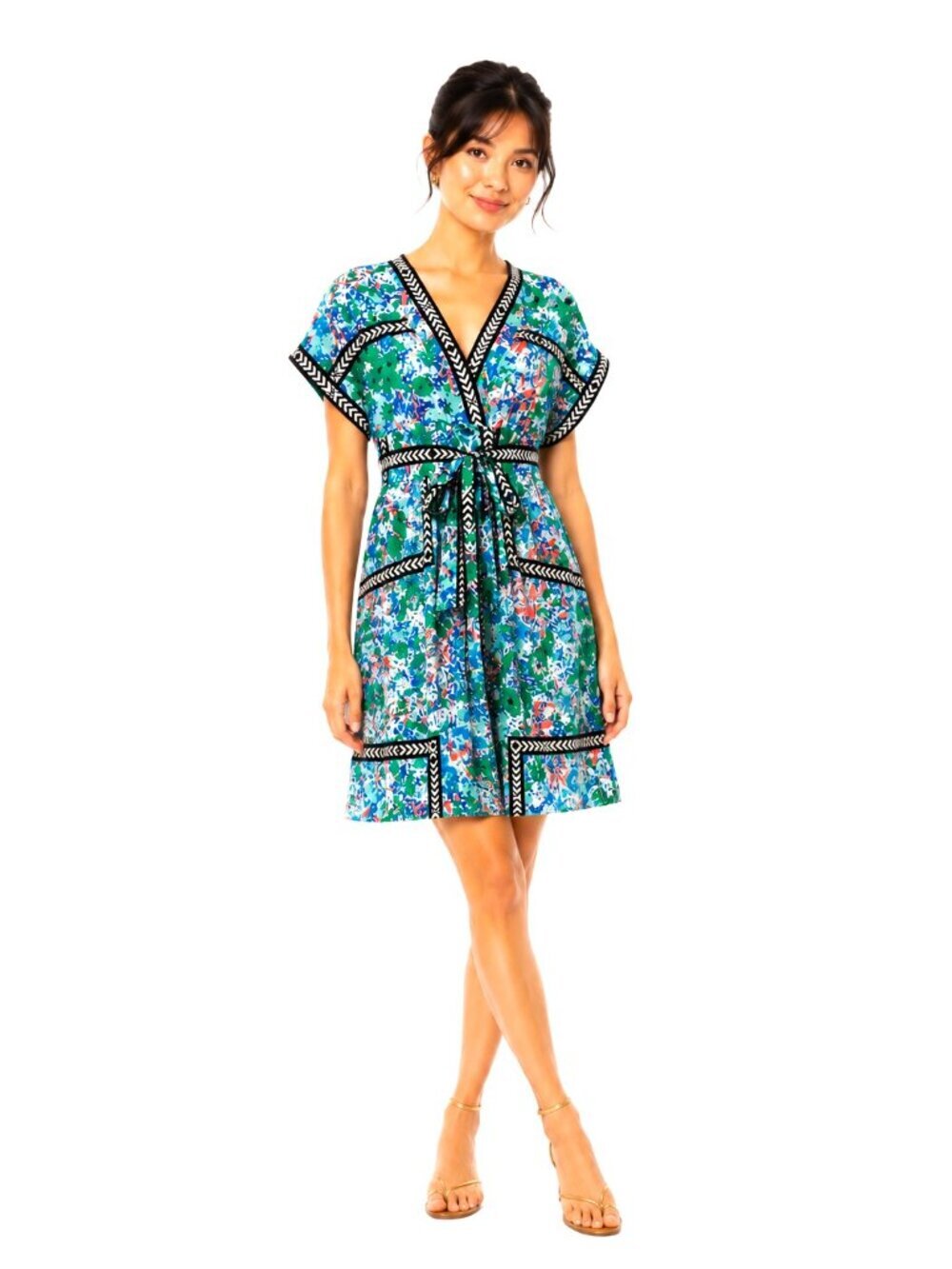 Tracy Reese Petites Multicolor Silk Empire Waist Dress